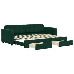 vidaXL Tagesbett Ausziehbar mit Schubladen Dunkelgr&uuml;n 80x200 cm Samt
