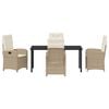 vidaXL Garten Essgruppe mit Kissen 5 pcs Beige Poly-Rattan