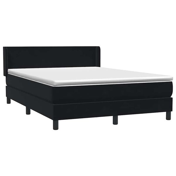 vidaXL Boxspringbett mit Matratze Schwarz 160x210 cm Samt