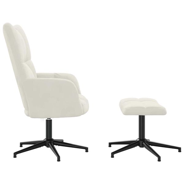 vidaXL Relaxsessel mit Hocker Cremeweiß Samt