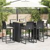 vidaXL 7-tlg. Gartenbar-Set mit Kissen Schwarz Poly Rattan Akazie