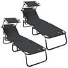 vidaXL Klappbare Sonnenliege 2 pcs Schwarz 56 x 190 x 81cm Stoff