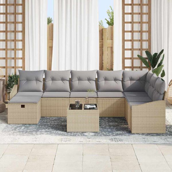 vidaXL Sofa Set mit Kissen 8 pcs Poly-Rattan