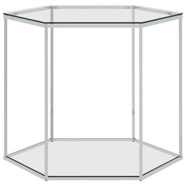 vidaXL Couchtisch Silbern 60x53x50 cm Edelstahl und Glas
