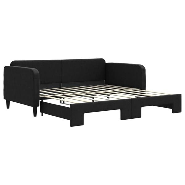 vidaXL Tagesbett Ausziehbar Schwarz 90x190 cm Stoff