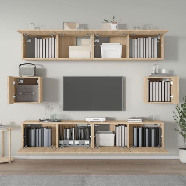 vidaXL 6-tlg. TV-Schrank-Set Sonoma-Eiche Holzwerkstoff