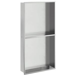 vidaXL Duschnische Silbern Geb&uuml;rstet 32x62x9 cm Edelstahl