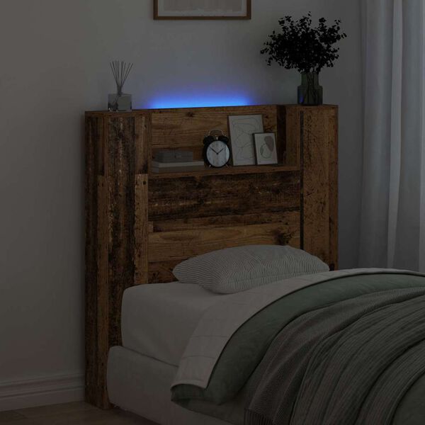 vidaXL Kopfteil mit Regal Altholz 100 x 15 x 103,5 cm Holzwerkstoff