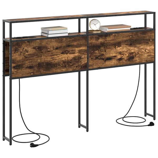 vidaXL Stauraum-Kopfteil mit Regal R&auml;uchereiche 140 cm Holzwerkstoff