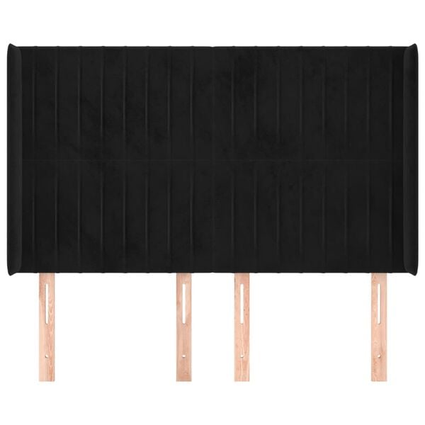 vidaXL Kopfteil mit Ohren Schwarz 147x16x118/128 cm Samt