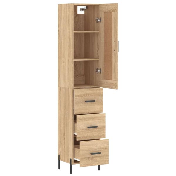 vidaXL Highboard Sonoma-Eiche 34,5x34x180 cm Holzwerkstoff