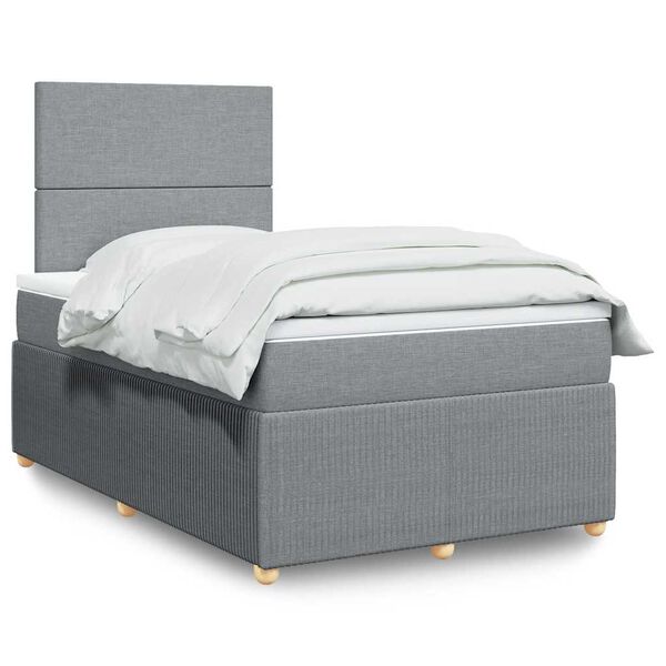vidaXL Boxspringbett mit Matratze Hellgrau 120x190 cm Stoff