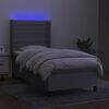 vidaXL Boxspringbett mit Matratze & LED Hellgrau 90x190 cm Stoff