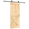 vidaXL Schiebet&uuml;r Nat&uuml;rlich und Schwarz 85 x 210 cm Massivkiefer