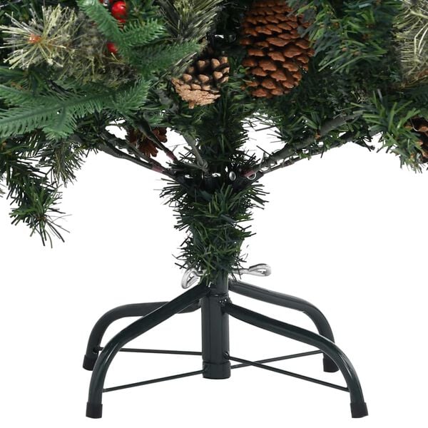 vidaXL Weihnachtsbaum mit Zapfen Grün 225 cm PVC & PE