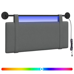 vidaXL H&auml;ngendes Kopfteil Mit LED Licht Dunkelgrau Stoff
