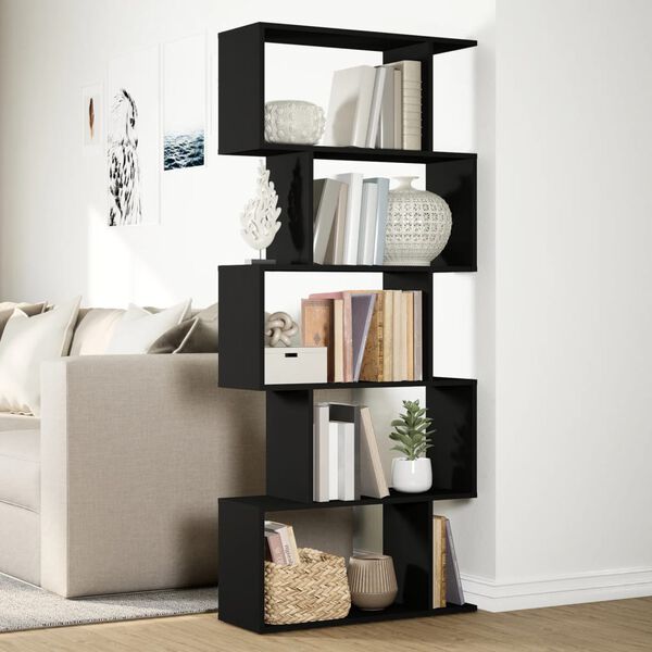 vidaXL Raumteiler-B&uuml;cherregal 5 Etagen Schwarz 70x24x161 cm