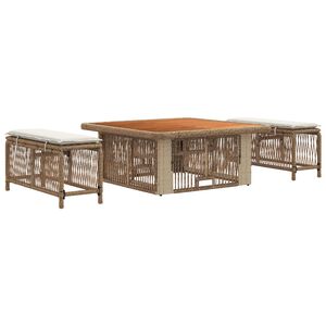 vidaXL Garten Essgruppe 3 stk. Beige und Creme Poly-Rattan