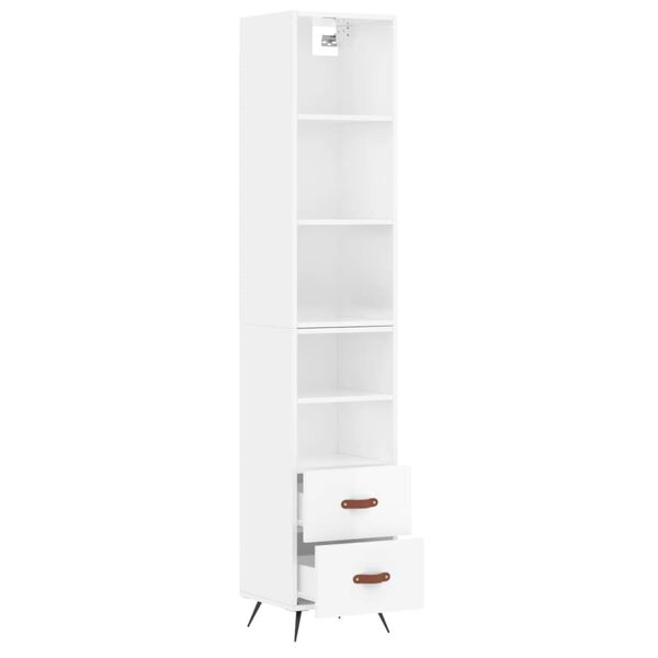 vidaXL Highboard Hochglanz-Wei&szlig; 34,5x34x180 cm Holzwerkstoff