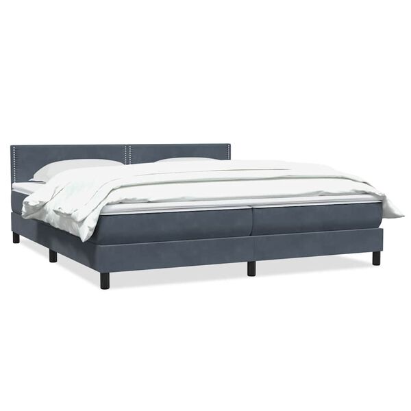 vidaXL Boxspringbett mit Matratze Dunkelgrau 180x210 cm Samt