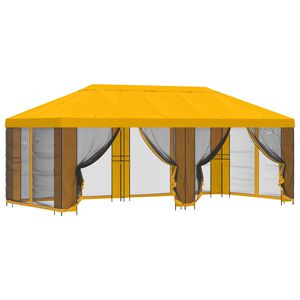 vidaXL Pavillon mit Seitenw&auml;nden 6 x 3 m Gelb Polyester und Stahl 190