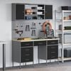 vidaXL Werkbank mit Schubladen 8 pcs Schwarz Ingenieure Holz und Stahl