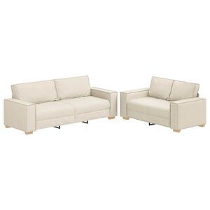 vidaXL Sofa 2 stk. Beige Leinenmischgewebe