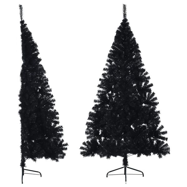 vidaXL Künstlicher Halb-Weihnachtsbaum mit Ständer Schwarz 210 cm PVC