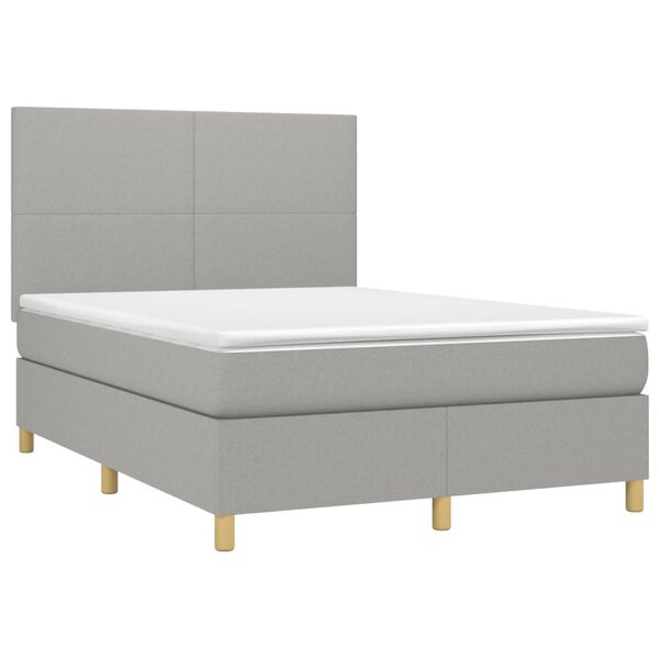 vidaXL Boxspringbett mit Matratze Hellgrau 140x190 cm Stoff