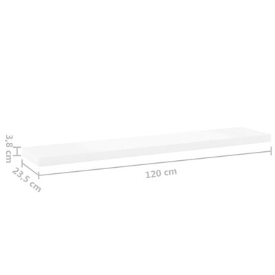 vidaXL Schweberegal Eichen-Optik und Weiß 120x23,5x3,8 cm MDF