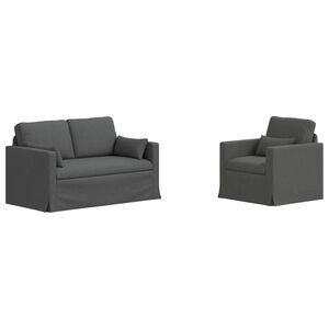 vidaXL Sofa Set 2 stk. Dunkelgrau Stoff