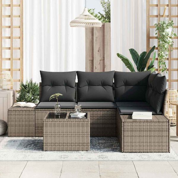vidaXL Gartensofa-set 5 pcs Grau Poly-Rattan