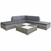 vidaXL 6-tlg. Garten-Lounge-Set mit Kissen Poly Rattan Grau