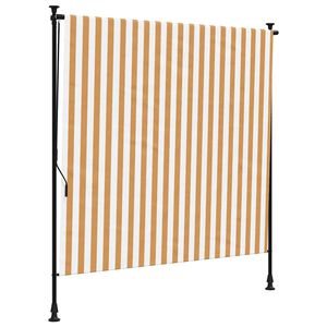 vidaXL Au&szlig;enrollo Orange und Wei&szlig; 150x270 cm Stoff und Stahl