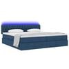 vidaXL Bett mit Stauraum und LED mit Matratze Blau 200 x 200 cm Stoff