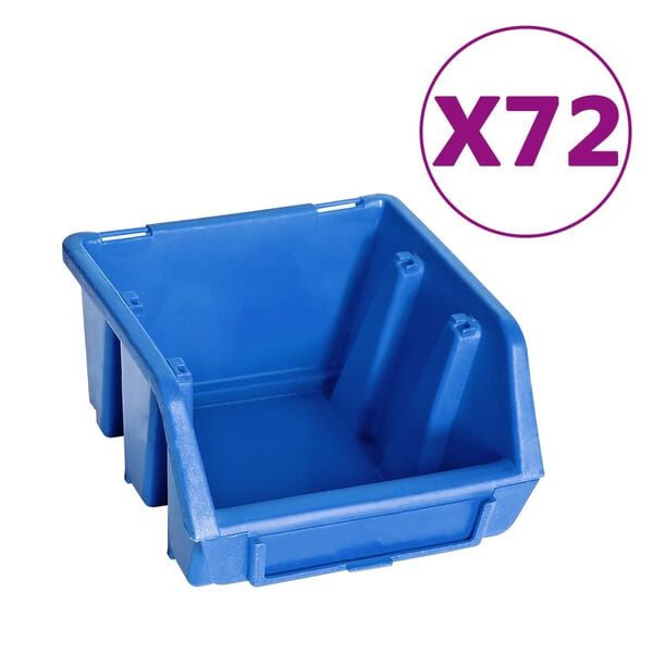 vidaXL 128-tlg. Beh&auml;lter-Set f&uuml;r Kleinteile mit Wandplatten Blau