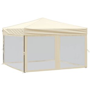 vidaXL Partyzelt Faltbar mit Seitenw&auml;nden Creme 3x3 m