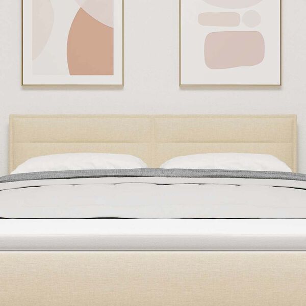 vidaXL LED Kopfteil mit LED-Lichtleisten Creme 160 cm Polyester