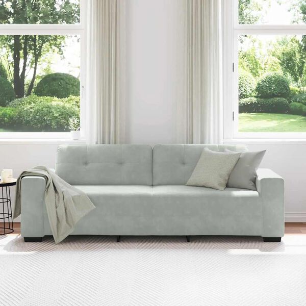 vidaXL 3-Sitzer-Sofa Hellgrau 180 cm Samt