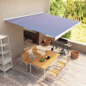 vidaXL Kassettenmarkise mit Motor 400x300 cm Blau und Wei&szlig;