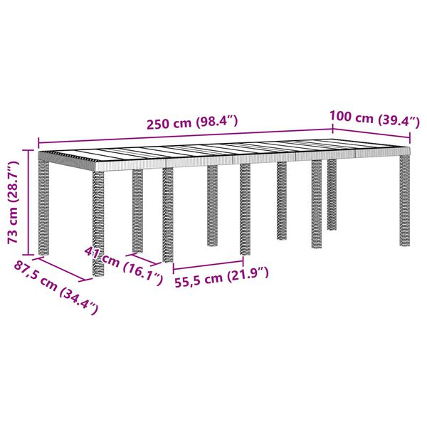 vidaXL Garten Essgruppe 9 pcs Hellgrau Polt Rattan