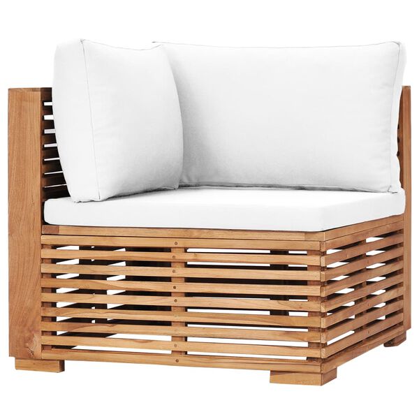 vidaXL 8-tlg. Garten-Lounge-Set mit Kissen Creme Massivholz Teak