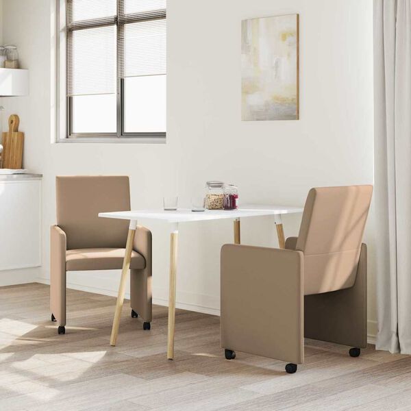vidaXL Esszimmerst&uuml;hle mit Rollen 2 pcs Cappuccino 57 x 66 x 94 cm