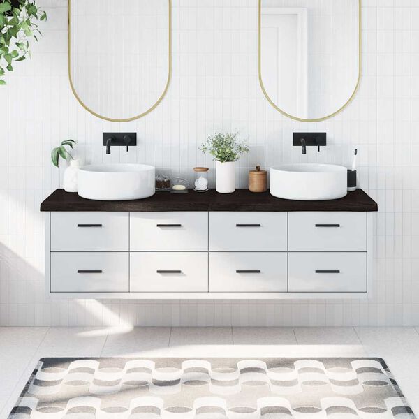 vidaXL Waschtischplatte Dunkelbraun 180x50x(2-6)cm Massivholz