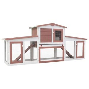 vidaXL Gro&szlig;er Kaninchenstall Braun und Wei&szlig; 201x45x85 cm Holz
