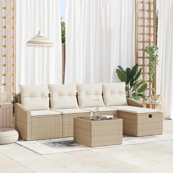 vidaXL Sofa Set mit Kissen 5 pcs Poly-Rattan