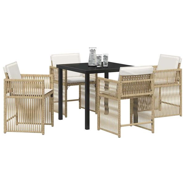 vidaXL Garten Essgruppe 5 pcs Beige Poly-Rattan