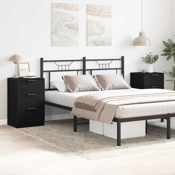 vidaXL Nachttisch 2 pcs Schwarz Eichen-Optik 40 x 65 x 65 cm