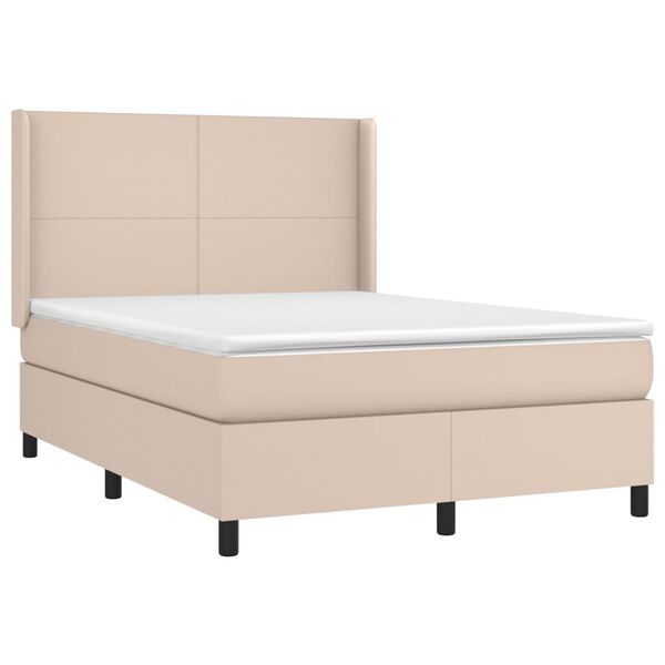 vidaXL Boxspringbett Matratze Cappuccino-Braun 140x190cm Kunstleder