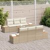 vidaXL Garten-Sofa-Set mit Kissen mit Speicher 7 pcs Beige Poly Rattan